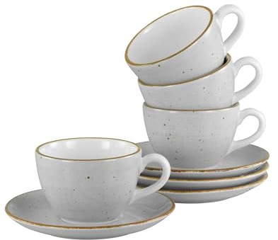 CreaTable, 34037, Série Vintage Nature Pierre, service de vaisselle 8 pièces, ensemble de tasses à café en porcelaine, compatible lave-vaisselle et micro-ondes, Fabriqué en Europe.