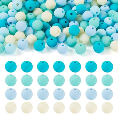 Spritewelry 191Pcs Imitated Silicone Acrylic Beads Matte Rubber Loose Bead Bubblegum Ball Spacer for Keychain Bracelet Necklace Jewelry Making 8mm