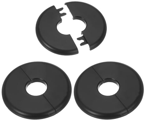 PATIKIL Rohrabdeckung Wand Split Flansch Rohrmanschette 0,93/23,5mm, 3 Stück ABS Runde Selbstklebende Rosetten Wasserhahn Armaturen-Abdeckungen für Wasserrohr Dekoration, Schwarz