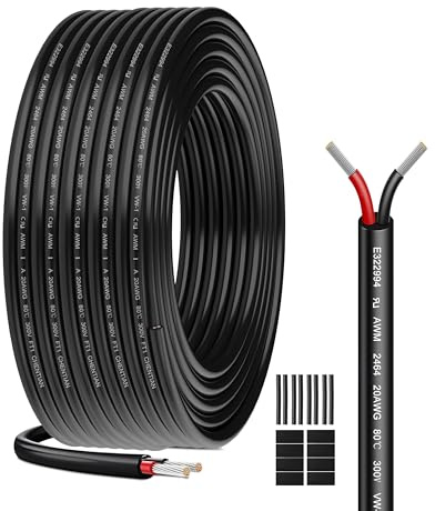 HuLuWa UL2464 20AWG 2x0,52mm² Câble 2 Conducteurs, 20m