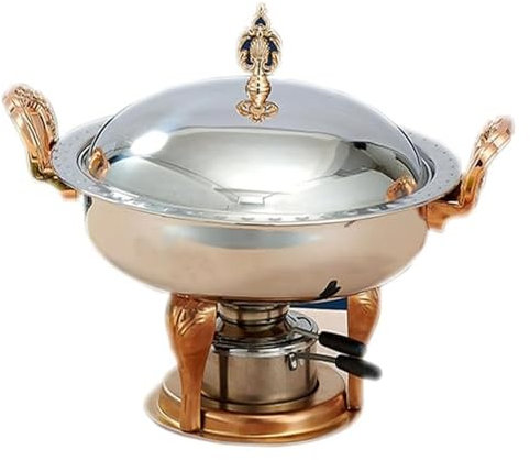 Chafing Dish Buffet Set, Round Chafer Buffet Servers and Warmers with Food Pans, Aluminum Stand, Visible Pot Lid and Fuel Holders, Stainless Steel(Silver)