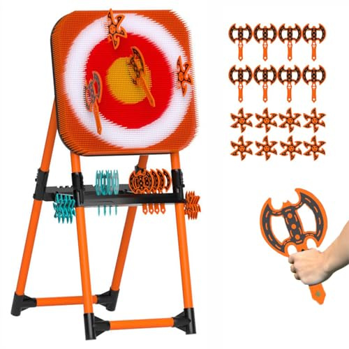 Axe Throwing Game Set - 2-in-1 Axe Throw & Lawn Dart Combo with 8 Long-handled Flying Axes and 8 Six-star Darts for Indoor and Outdoor Fun, Perfect Backyard Game for All Ages