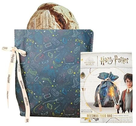 Harry Potter Bienenwachs beutel für Lebensmittel, Backwaren, Obst und Gemüse | Wiederverwendbare Bags für frische Lebensmittel | 100% Natürlich Umweltfreundliche Lagerung (Wizard, 30 x 40 cm)