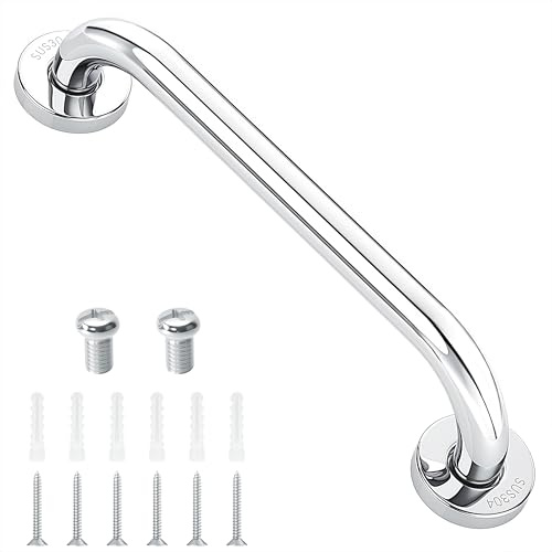Poignée de Baignoire 30cm Barre d'appui en Acier Inox Poignée de Sécurité de Salle de Bain Manche pour les Personnes Handicapées, les Personnes Âgées et les Femmes Enceintes