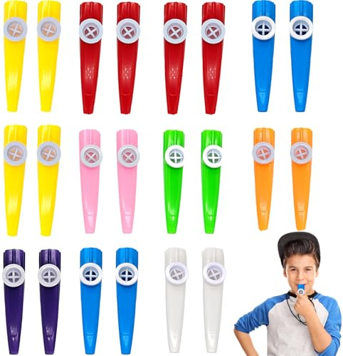 22PCS Kazoos Multipack, Kazoo Instrument, Colorful Bird Whistle Musical Toy for Kids, Suitable for parties, Classroom Prizes, Music Education and Fun (Multicolored) ﻿