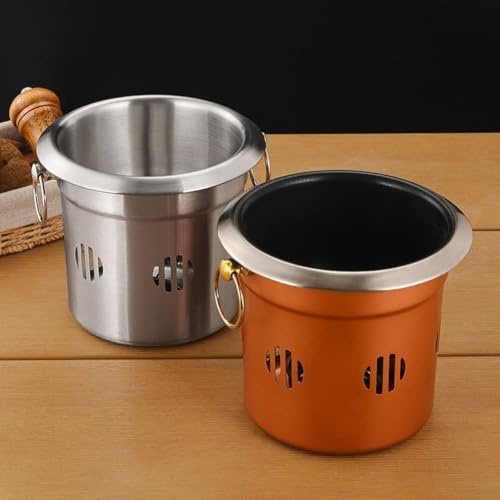 Olla caliente de acero inoxidable estilo coreano con estufa de combustible para uso en exteriores, diseño resistente al viento para brochetas de barbacoa y varios métodos de cocción, incluyendo hervir