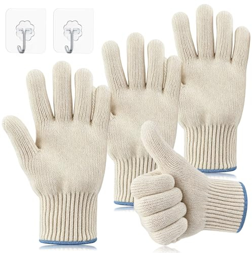 2 Paires Gant Barbecue Anti Chaleur avec Doigts, Gants Cuisine Four