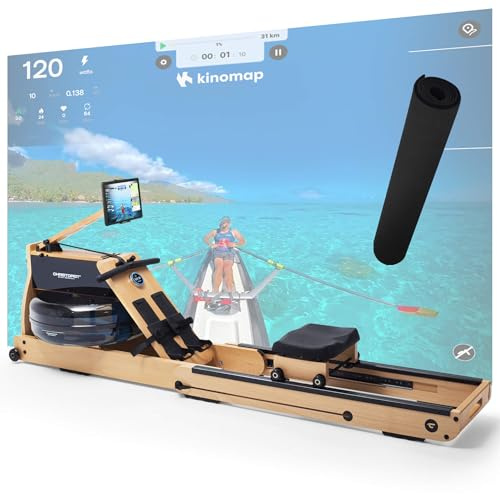 CHRISTOPEIT Rudergerät für Zuhause - Wasserrudergerät klappbar | WP 5000 (Testsieger) oder Colorado - Holz, Hybrid Wasser-Magnet-System, Kinomap, Bluetooth, bis 150 kg, ergonomisch