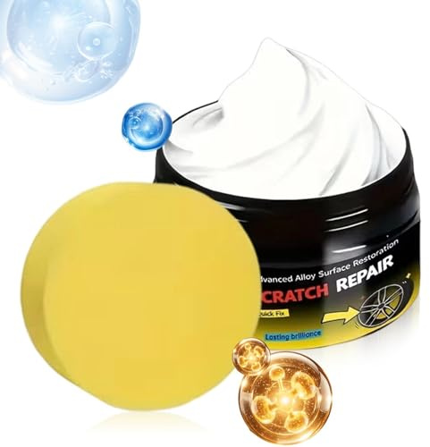 Pasta Riparante Per Cerchi Auto - Crema Riparatrice Ad Effetto Duraturo 100g - Con Spugna Inclusa Crema Rimuovi Per Cerchioni,Per Auto, Camper, Barca: Protezione e Lucentezza dei Cerchi