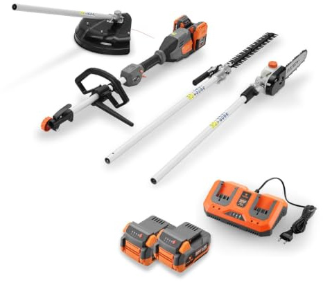 FUXTEC Outil Multifonction 3-en-1 FX-E2MTSET • Débroussailleuse à Batterie 40 V avec Accessoire tronçonneuse et Taille-haie • Coupe-Herbe • avec raccord Rapide • Appareil combiné
