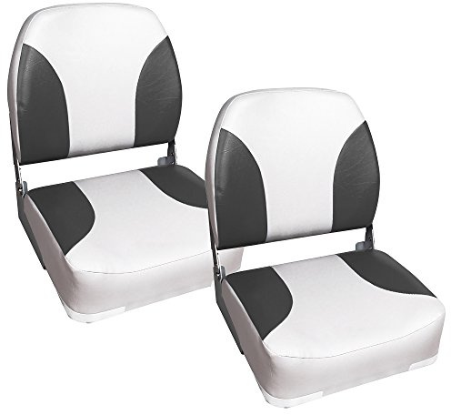 pro.tec 2X Asientos de Barco/de Cabina, de Piel sintética, Resistente al Agua/tapizados/Resistente a Rayos UVA/Plegables (Gris - Blanco)