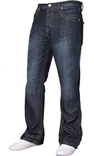 Jean pour homme Coupe Bootcut évasée Taille King Jambes Larges Bleu - - 44