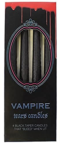Jones Home & Gift Candles | Vampire Tears | Pack of 4 | Black | 25 cm x 2 cm x 2 cm Candele, Cera, Nero, 2 cm, 4 unità