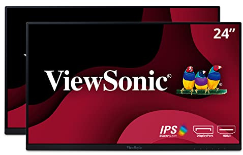 ViewSonic VA2456-MHD_H2 Dual Pack Head-Only 1080p IPS Monitors with Ultra-Thin Bezels, HDMI, DisplayPort and VGA for Home and Office, Black