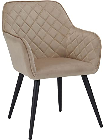 Duhome Esszimmerstuhl Wohnzimmerstuhl Sitzfläche aus Samt Küchenstuhl mit Armlehnen, Beige