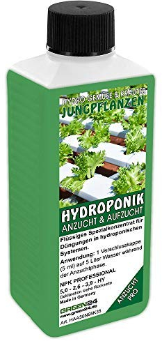 Hydro-Anzucht Nährlösung NPK Voll-Dünger für Kräuter & Gemüse Jungpflanzen in Hydrokultur und Hydroponik Systemen, Home Gardening Dünger 250ml Nährstoffe als Konzentrat (Jungpflanzen Anzucht)