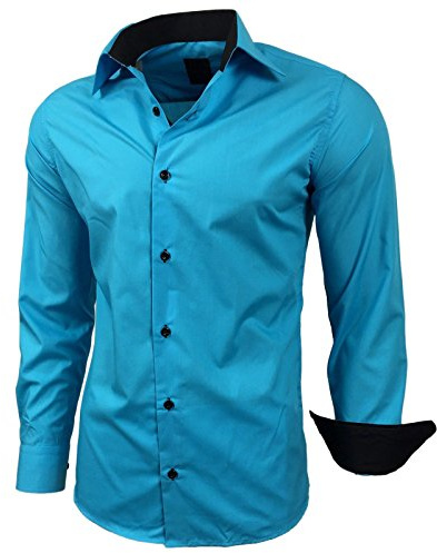 Subliminal Mode - Leicht zu bügeln, Herrenhemd, zweifarbig, einfarbig, Langarm, Slim Fit, Business, Geschenkidee, Weihnachten, Valentinstag RN44