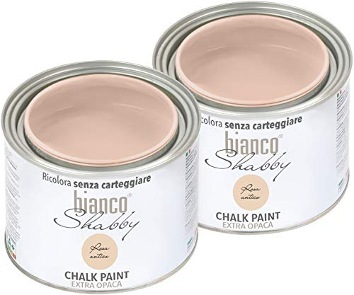 CHALK PAINT Rosa Antico Pittura Shabby Chic Vintage per Mobili e Pareti EXTRA OPACO (2 x 500 ml)
