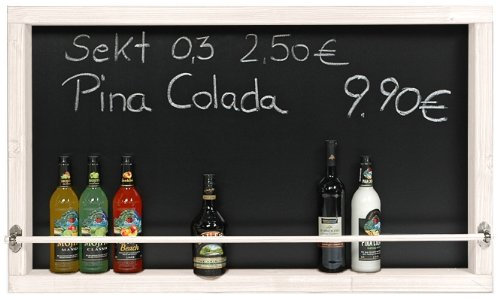 Rustikale Kreidetafel Wandtafel Weinregal in Form Einer Wandbar 120x60cm Weiß