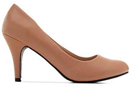 Andrés Machado - Zapatos de Tacón para Mujer - Tacón Fino - AM422 - Tallas pequeñas, Medianas y Grandes - Estilo Retro - Talla pequeño - Tejido Simil Piel Nude - Talla EU 33