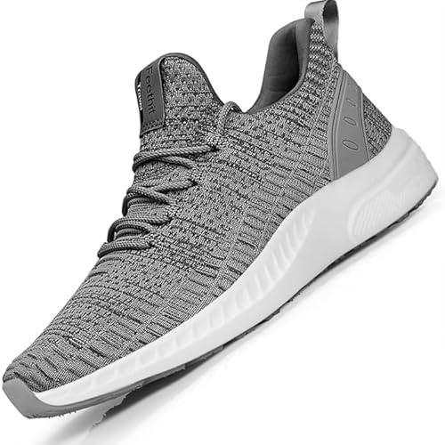 Feethit Zapatillas de Running para Hombre Transpirables Running Zapatos para Correr Gimnasio Deportives Transpirables Atlético Trekking Gris 43