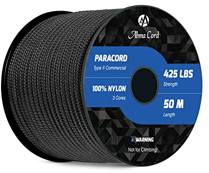 Abma Cord Paracord 3mm Nylon Seil Paracord 425 Schnüre mit 3 Kern-Strängen Type II Survival Fallschirm Schnur - Max. 192kg (425lbs)