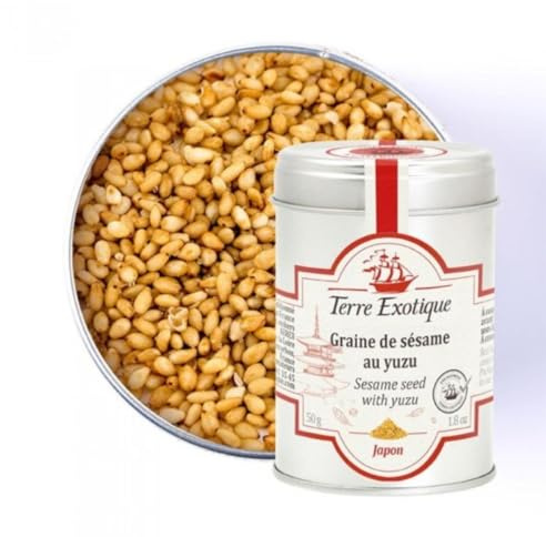 Semillas de sésamo al yuzu 50 g condimento japonés tostado crujiente con toque cítrico para sushi, arroz, ensaladas y poke
