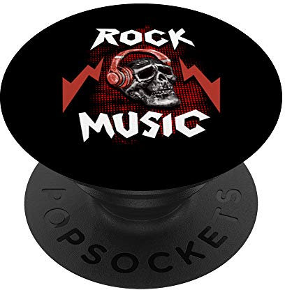 Rock Music, Skull Profile, Headphones, Funny Gift PopSockets Grip and Stand for Phones and Tablets