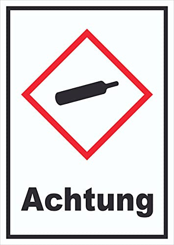 Schild Gasflasche Gas unter Druck Achtung hochkant A3 (297x420mm)