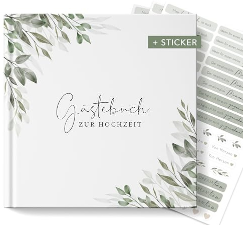 luftundliebe Gästebuch Hochzeit, Hochzeitsbuch, Blanko, Vintage Hochzeitsgästebuch, Wedding Guest Book, Fotobuch Hochzeit - Eukalyptus
