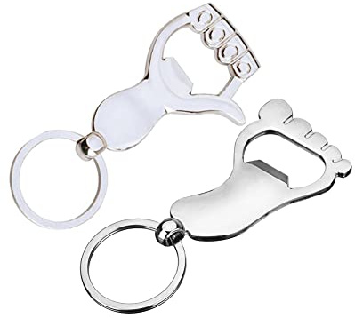 ARFUKA Bottle Opener Keyring Metal Foot and Hand Pendant Beer Opener Beverage Soda Beer Bartender Bottle Opener Keychain Christmas Birthday Gift for Men and Women Pack of 2