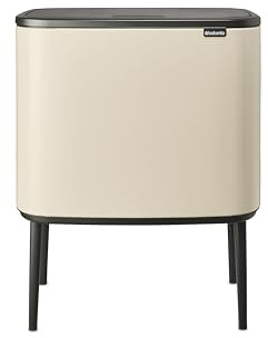 Brabantia - Bo Touch Bin 3x11L - Papelera Grande para la Cocina - Apertura de Tacto Suave - 3 Compartimentos con Cubos Interiores Extraíbles - Bolsas de Basura Incluidas - Soft Beige - 54 x 31 x 68 cm