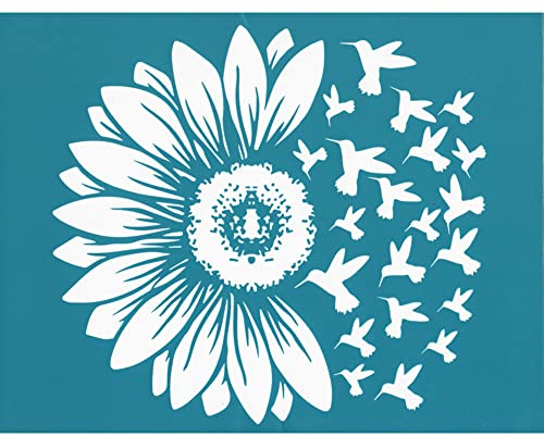 Katutude Blumen Selbstklebende Siebdruck, Sonnenblumen Selbstklebende Siebdruckschablone Mesh Transfers Wiederverwendbar Schablonen für DIY T-Shirt Kissen Stoff Bagst Siebdruck Schablone