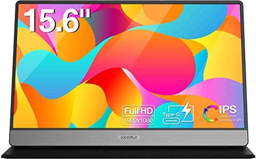 KOORUI Ecran Portable-15.6 Pouces 1080P FHD Moniteur Portable IPS 99% SRGB avec Deux Haut Parleurs, Mini HDMI,Type-Cx2 Écran Portable Jeu Eye Care, pour Ordinateur Portable/PC/Mac/Téléphone