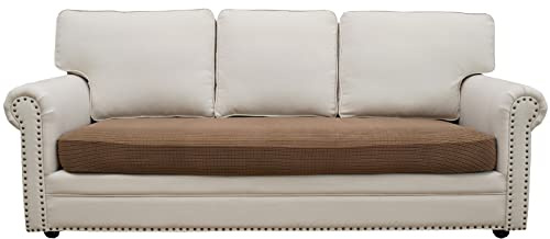 Eismodra Sofabezug,Sofa Überzug 3 Sitzer,Stretch Sitzkissenbezug,Couch Überwurfdecke Sofaschoner Sofaüberwurf,Elastischer Bezug Cover für L Form,Hellbraun,Länge 165-200cm(1 Stück)