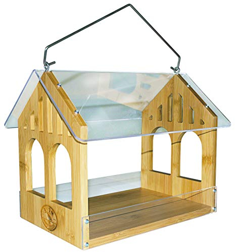 WAIDMEISTER Vogelfutterstation Bambus Basic zum Aufhängen - Vogelfutterspender für Vogelfutter - Futterpender aus Acrylglas und Bambus