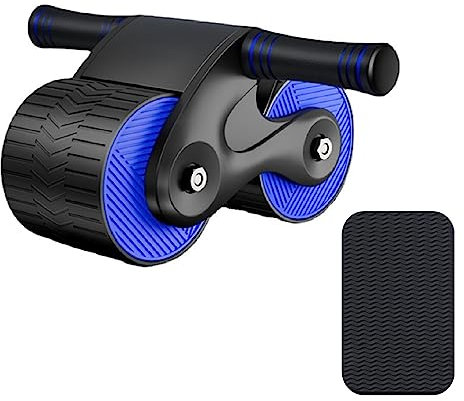 Ab Roller Wheel Kit - Automatisches Rückprall-Bauchrad für Bauch- & Rumpfkrafttraining Home Gym Fitnessgeräte Bauchroller Maschine mit Kniepolstermatte für Männer & Frauen (blau)