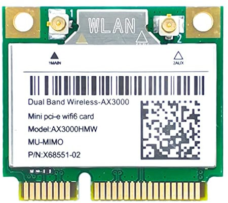 yilin AX200 AX3000HMW Tarjeta de Red Mini PCI-E WiFi 6 Adaptador InaláMbrico 2.4G/5G Bluetooth 5.1 Tarjeta WiFi 802.11AX para Win10