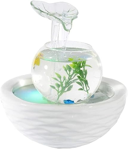 Feng Shui Keramik - Glas Zimmerbrunnen mit LED Beleuchtung 220F