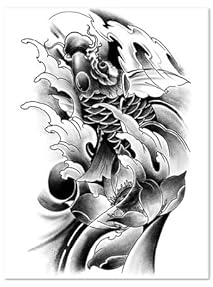 2 PCS Pegatinas De Tatuaje A Base De Hierbas Carpa Loto Jugo Tradicional Japonés Tatuajes Falsos Tatuajes Temporales Para Hombres Y Mujeres