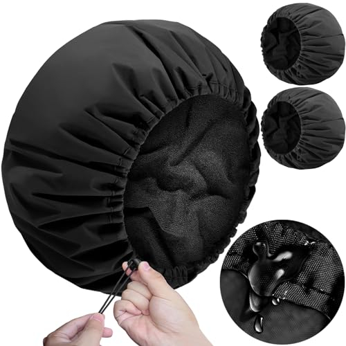 Sheomern 2 Pcs Duschhaube mit Frottee Damen, Verstellbare Wiederverwendbare Duschhauben Extra-Groß Doppelte Wasserdichte Haarmütze für Dusche für Frauen Lange Haare, Dreadlocks