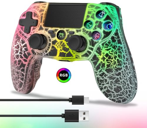 DYONDER wireless Controller per PS4, Gamepad wireless con vibrazione doppia, con luce RGB, joystick PS4 per PS4/Slim/Pro/PC(B)