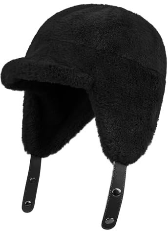 CLAPE Warm Kunstpelz Fliegermütze Winddicht Trappermütze Kunstfellmütze Outdoor Wintermütze mit Ohrenklappen Klassisch Russenmütze