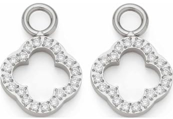 JEWELS BY LEONARDO Ohrring-Einhänger Beauty's Norma • Creolen-Anhänger aus silberfarbenem Edelstahl • Charms aus Kleeblatt-Elementen besetzt mit Zrkonia-Steinchen • Schmuck Geschenk Frauen • 023529