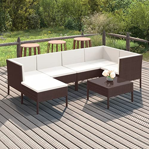 DYRJDJWIDHW Outdoor Kissen,gartenliege wetterfest,paletten,7-TLG. Garten-Lounge-Set mit Auflagen Poly Rattan BraunGeeignet für Garten, Swimmingpool, Wohnzimmer, Terrasse