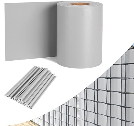 MAYTIIMO Bandes brise-vue en PVC - Double fil - Pour protection contre le vent - Clôture de jardin - Avec 30 clips de fixation - 65 m x 19 cm - Gris