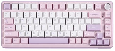 YUNZII B75 Pro Teclado Mecánico Inalámbrico,75% Teclado para Juegos Hot Swap Hot Swap Custom Teclado con Knob,Pre-lubed Switches RGB,BT/Tipo-C/2.4G Teclado (Morado, Blue Grey Switch)