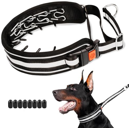 Mayerzon Martingale No Pull Dog Collar, Reflective Walking Collar for Large Medium Dogs Pitbull Belgian Malinois Doberman That Pull, Anti Pull Dog Collar (Black, Large,3mm,15-22 Neck)