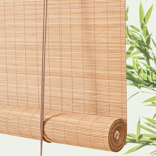 Bambusrollo für Fenster Natürliche Bambus-Rollo Anti-UV Raffrollo,Sichtschutz Retro-Bambusrollos Innen/Außen Filterlichtrollos,für Korridor Gazebo Terrassen,Anpassbar