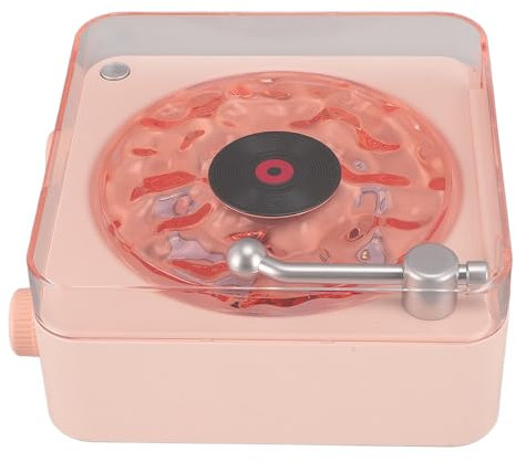 Altoparlante Vintage Wave, Lettore CD Portatile a Forma di Giradischi, Piccolo Altoparlante Stereo Wireless Multifunzione 3 in 1 con Luce Notturna Ambientale, Adatto per gli